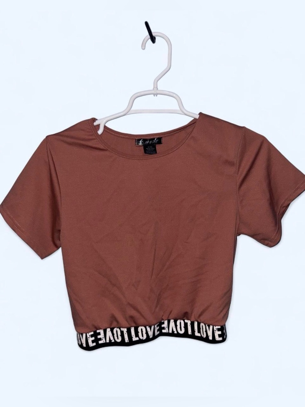 Cropped Pink Tee with 'LOVE' Elastic Hem